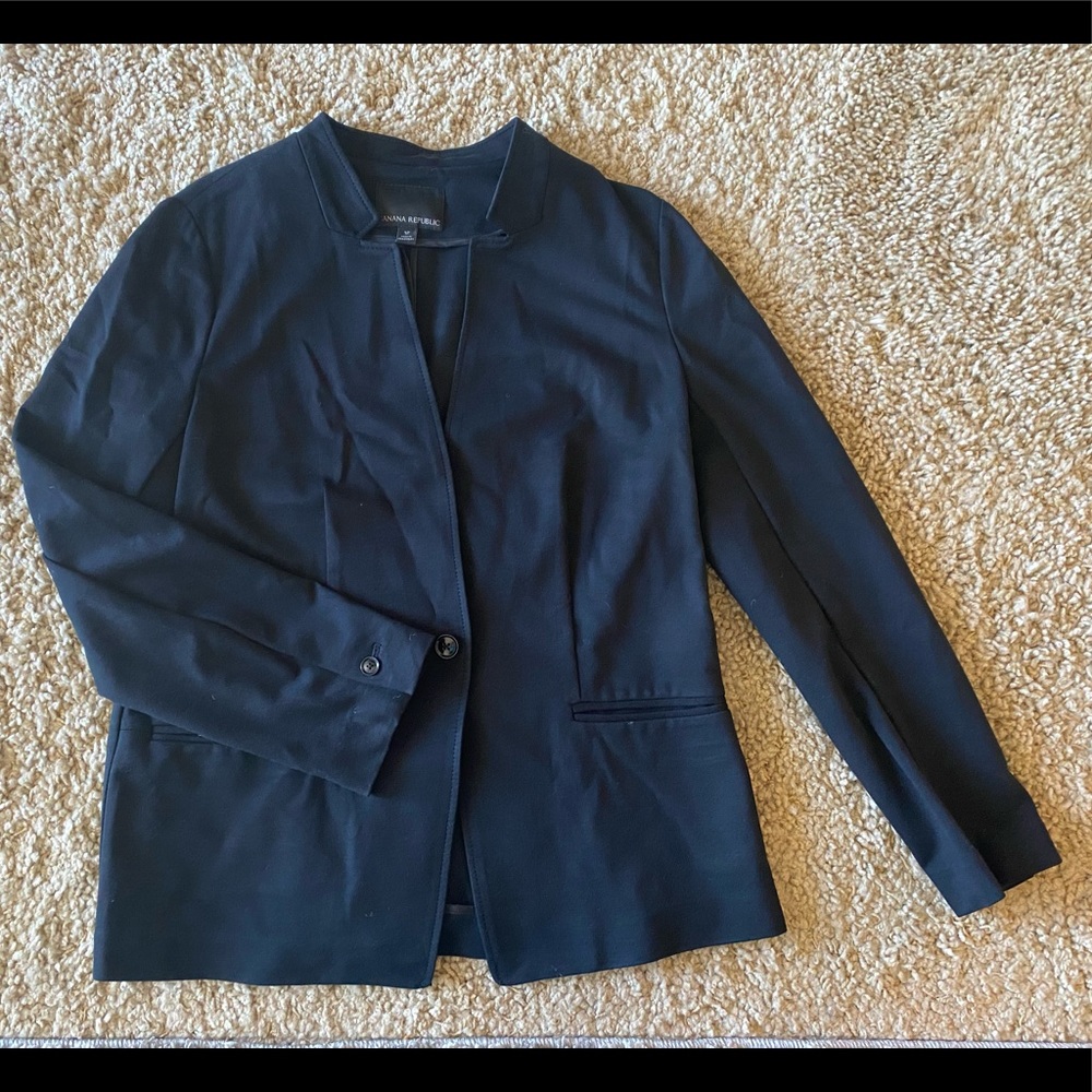 Notch Collar, Single-Button Banana Republic Blazer in Ponte Fabric